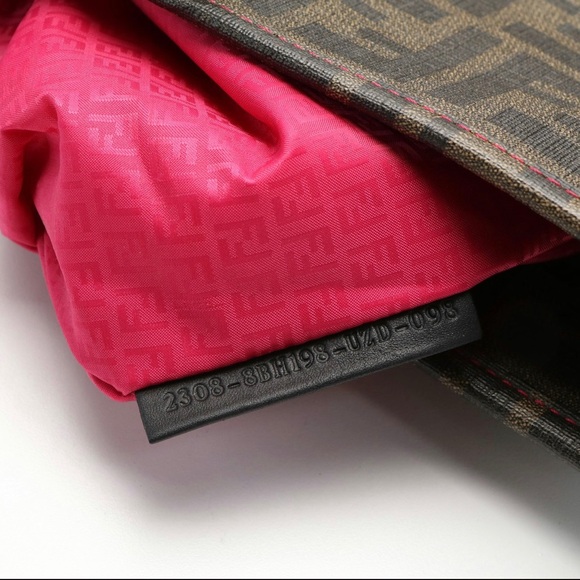 Fendi Zucca Roll Shopper tote large pink brown zipper closure - Picture 8 of 16